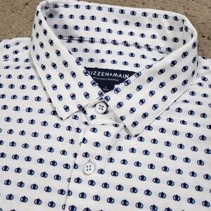 Mizzen+Main Mens Trim Fit Halyard Short Sleeve Performance Shirt Geometric Sz L
